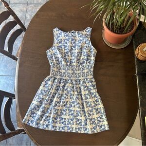 Floral Blue and White Mini Dress
